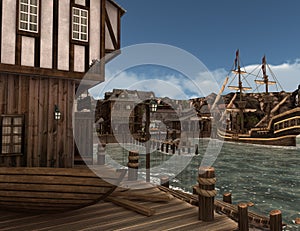 3D Rendering Pirate Treasure Islnad