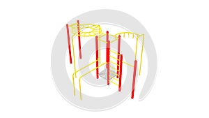 3D rendering of a playground metal tube object play house park