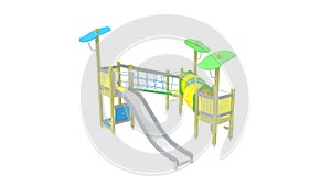 3D rendering of a playground metal tube object play house park