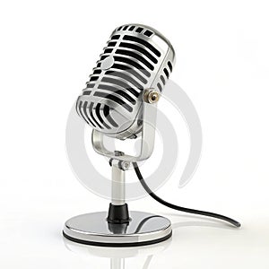 3D rendering podcast microphone isolated on white background photo