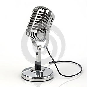 3D rendering podcast microphone isolated on white background photo
