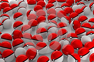 3D Rendering Poke balls, Pokemon game, illustration