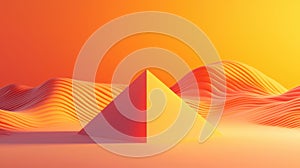 A 3D rendering of a pyramid with a gradient background.