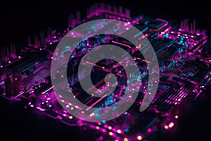 3D rendering quantum processor, quantum computer.AI technology generated image