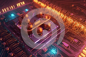 3D rendering quantum processor, quantum computer.AI technology generated image