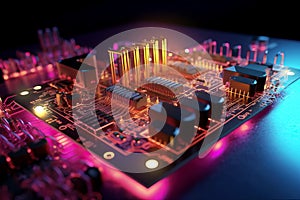 3D rendering quantum processor, quantum computer.AI technology generated image