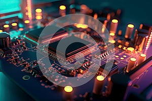 3D rendering quantum processor, quantum computer.AI technology generated image