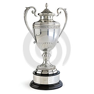 3D rendering of a realistic silver trophy isolated on white background