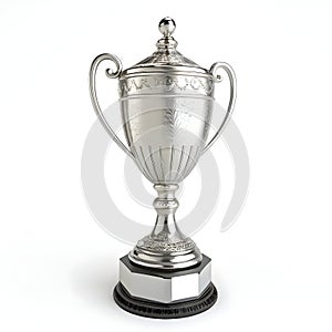3D rendering of a realistic silver trophy isolated on white background