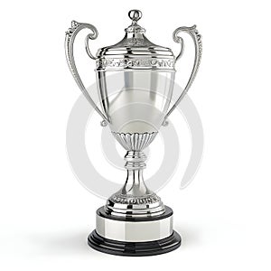 3D rendering of a realistic silver trophy isolated on white background
