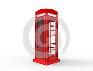 3D rendering of a red classic telephonebooth in white background. photo