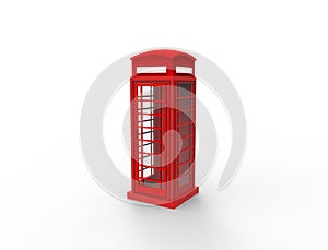 3D rendering of a red classic telephonebooth in white background. photo