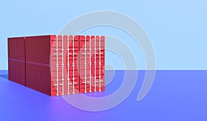 3D rendering red container stack on blue background
