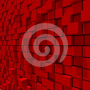 3d rendering of red cubic random level background. photo