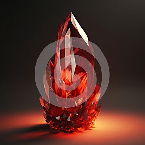 3d rendering of a red diamond on a black background
