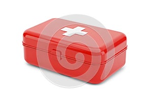 3d Rendering of Red First Aid Box Isolated on White Background
