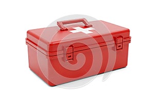 3d Rendering of Red First Aid Box Isolated on White Background