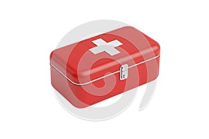 3d Rendering of Red First Aid Box Isolated on White Background