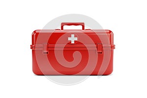 3d Rendering of Red First Aid Box Isolated on White Background