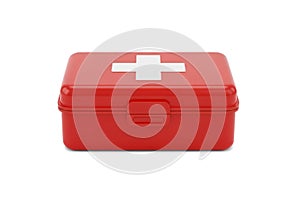 3d Rendering of Red First Aid Box Isolated on White Background