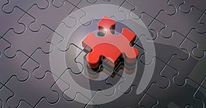3D rendering of red puzzle on silver puzzle background - concept of distinctiveness