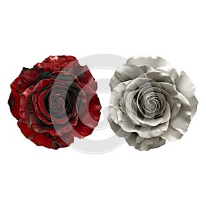 3D Rendering of a Red Rose with Petals on Transparent Background - Ai Generated