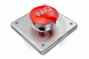 3D rendering. Red web button with FAQ.