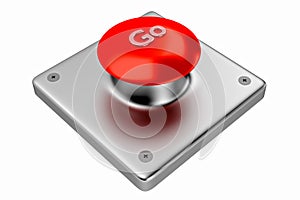 3D rendering. Red web button with go.
