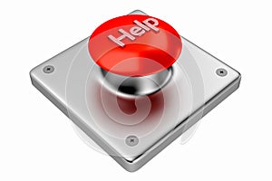 3D rendering. Red web button with help.