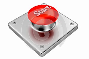 3D rendering. Red web button with start.