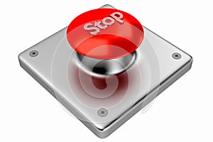 3D rendering. Red web button with stop.