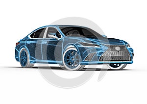 3D rendering representing an x-ray of a car