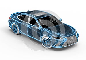 3D rendering representing an x-ray of a car