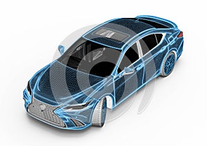 3D rendering representing an x-ray of a car