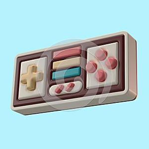 3D Rendering of Retro Game Console Joystick Icon for Website, Application, and Banner. Retro Game Console Joystick 3D