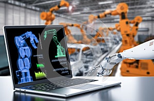 Robot with computer in factory