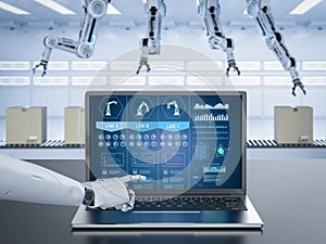 Robot working with notebook