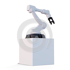 3d rendering robotic arm on white background. Isolated included clipping path