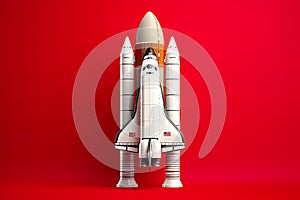 3D rendering of a rocket isolated against a studio background, offering ample copy space for text and messages.