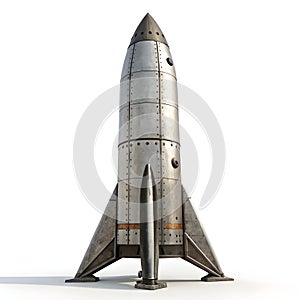 3D rocket rendering isolated on white background