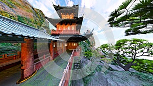 3D rendering of the rocky mountain temple