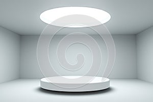 3d rendering, the round platform in the empty room
