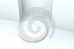 3d rendering, the round platform in the empty room