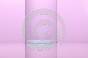 3d rendering, the round platform in the empty room