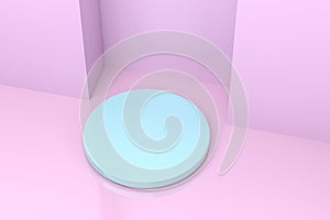 3d rendering, the round platform in the empty room