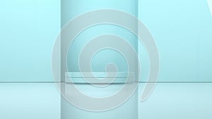 3d rendering, the round platform in the empty room