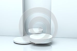 3d rendering, the round platform in the empty room