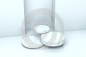3d rendering, the round platform in the empty room