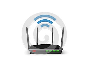 3D Rendering of router with wifi signal