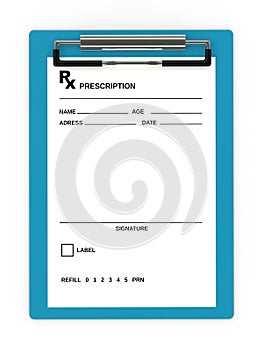 3d rendering of rx prescription over white photo